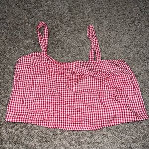 Ten Sixty Red & White Gingham Plaid Crop Tank Top